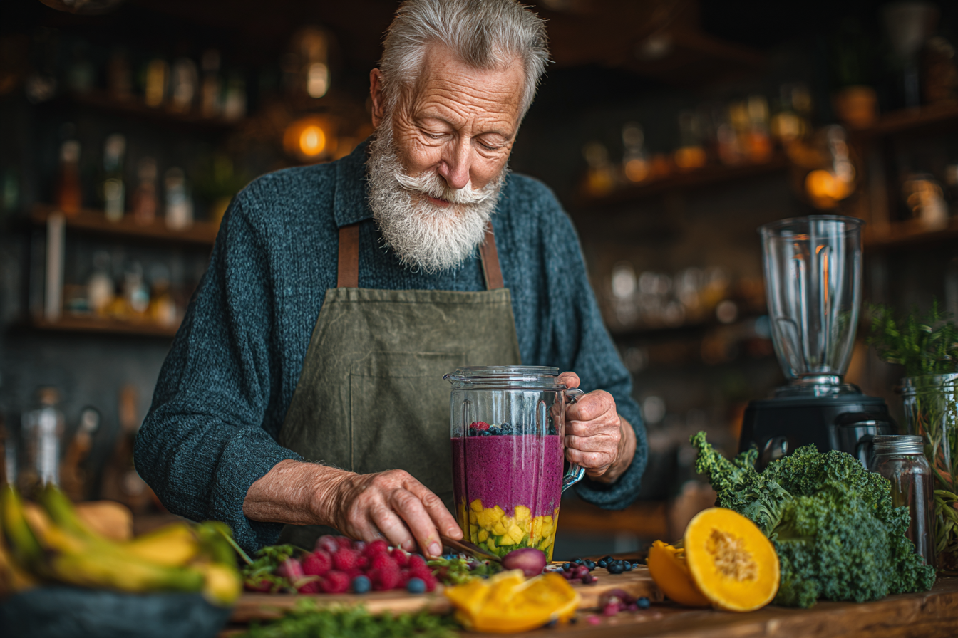 Grupo de seniores a desfrutar de uma refeição saudável ao ar livre